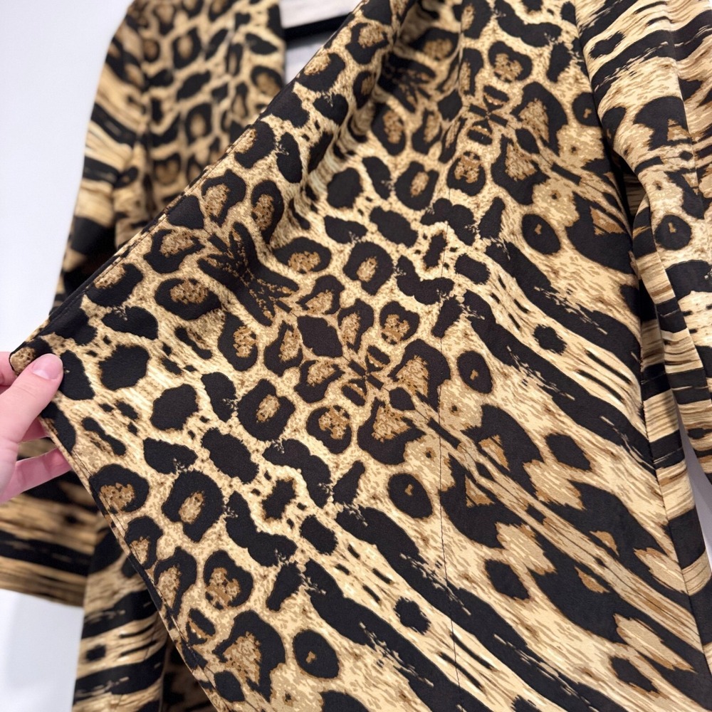 Alberto Makali‎ Leopard Print Open Front Knit Cardigan Jacket S Made in USA Glam - Picture 4 of 10